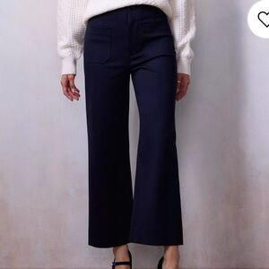 Lauren Conrad Super High Rise Wildflower Wide Leg Crop Pants Blue Abundance